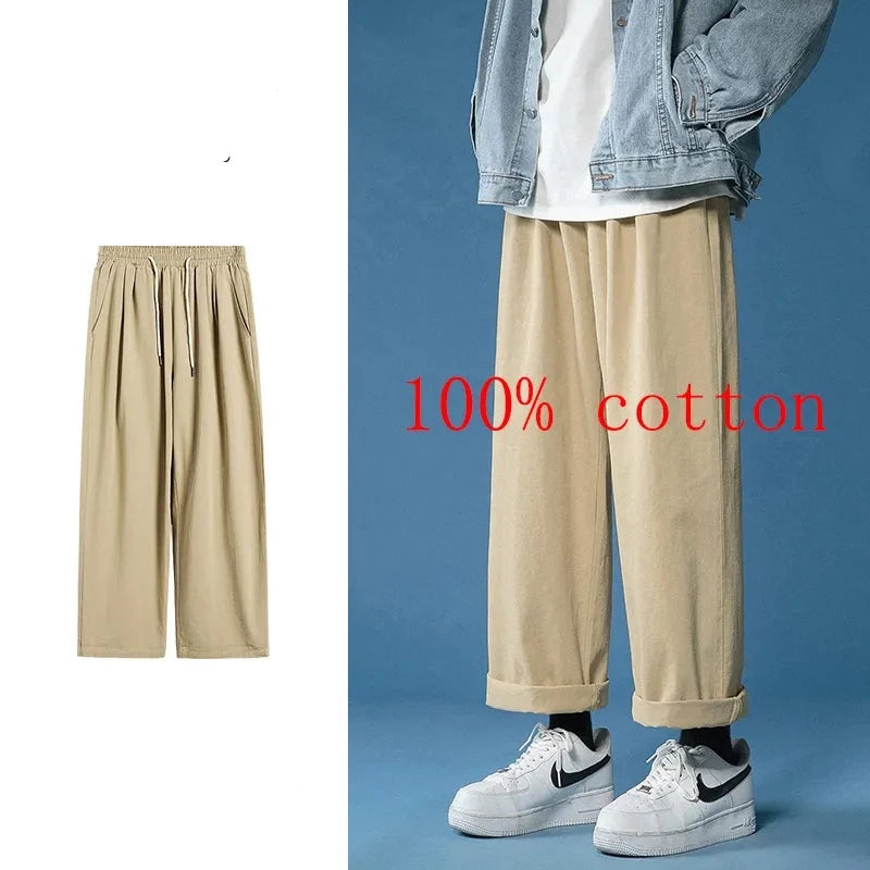 Retro Ankle Length Elastic Waist Loose Pant