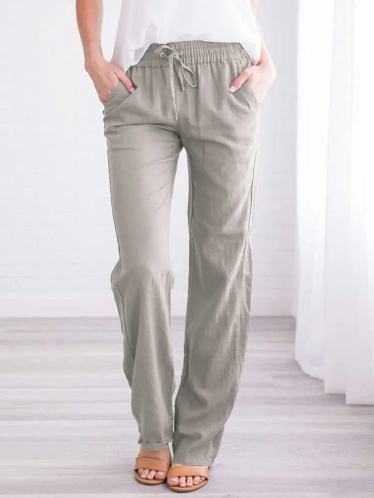 Fleece Wide-Leg Solid Pants for Women