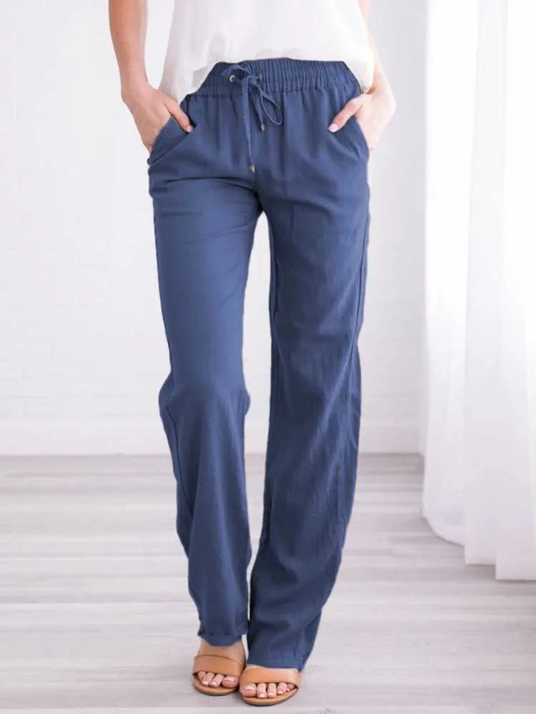 Fleece Wide-Leg Solid Pants for Women