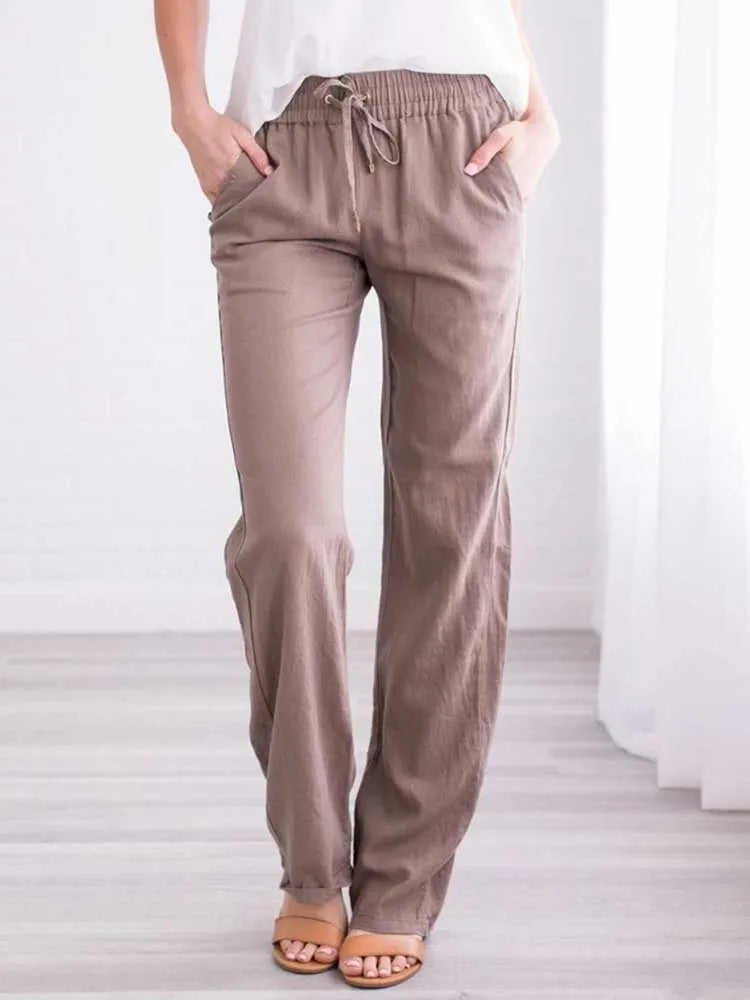 Fleece Wide-Leg Solid Pants for Women