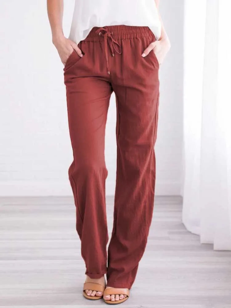 Fleece Wide-Leg Solid Pants for Women