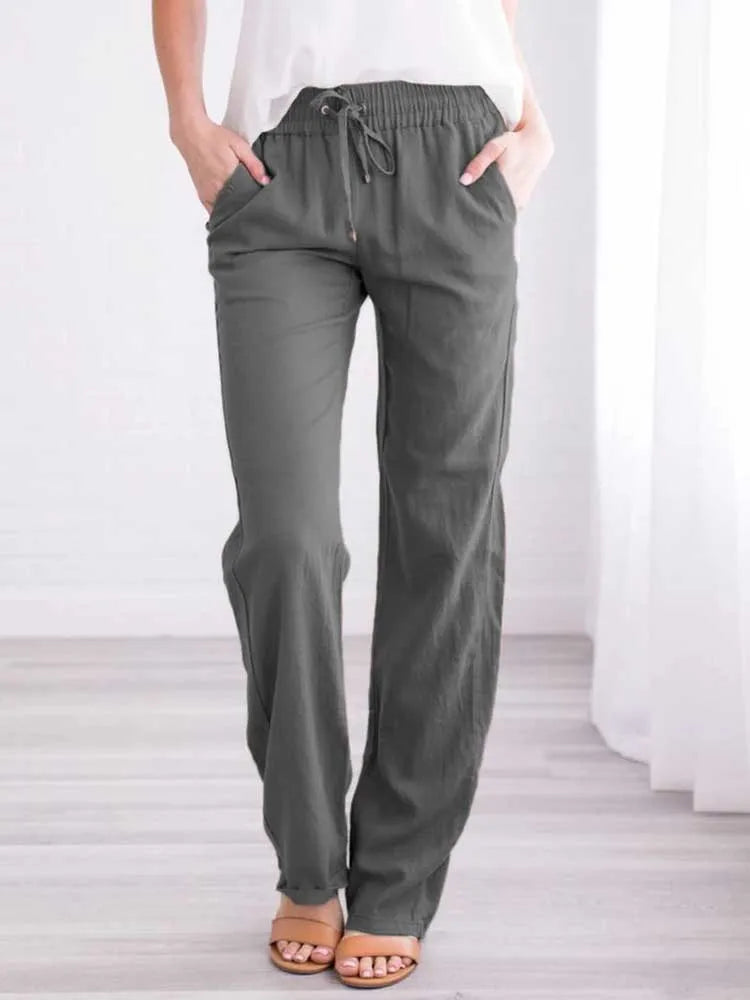 Fleece Wide-Leg Solid Pants for Women