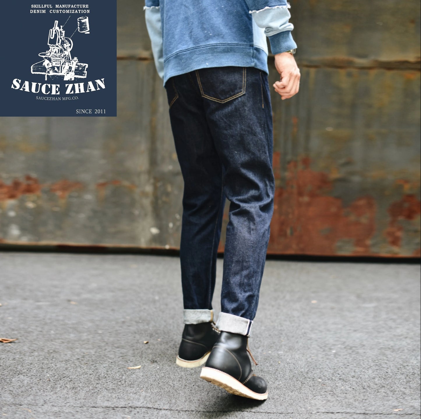 Men's Jeans Selvedge Sanforized Raw Denim Indigo Slim Fit