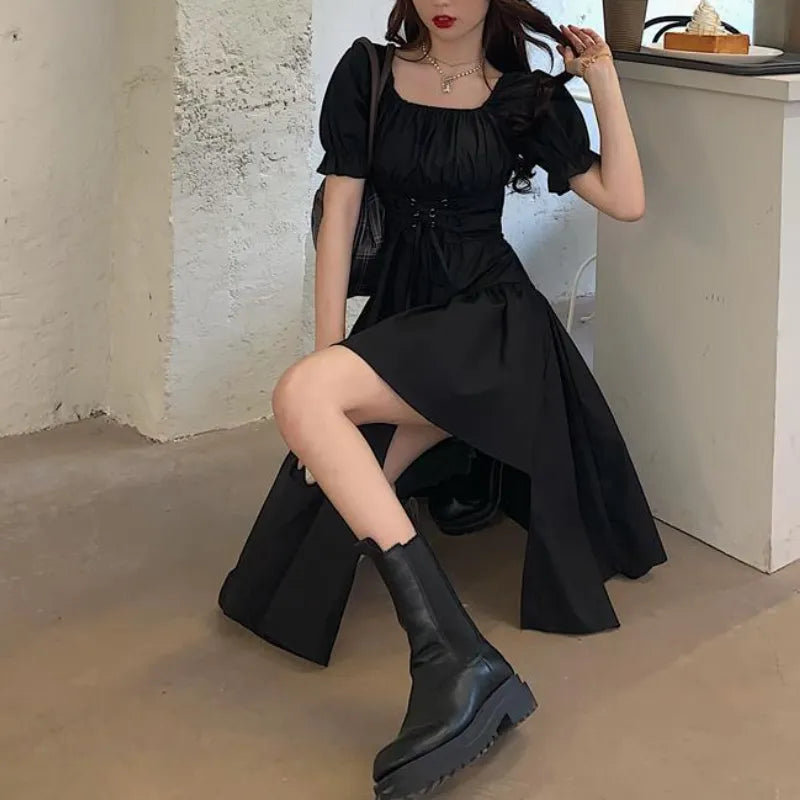 HOUZHOU White Midi Summer Dress