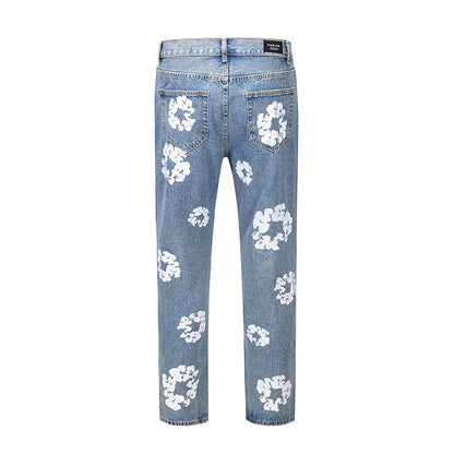 Harajuku Color Block Flower Full Print Jeans