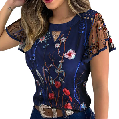 Ruffle Sleeve Floral Print Blouse