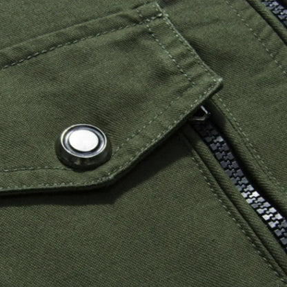 Men's Cotton Stand Collar Full Sleeves Zipper Closure  Jacket