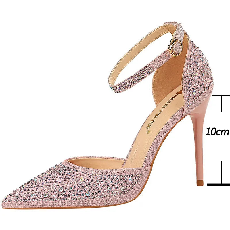 BIGTREE Shiny Rhinestones High Heels