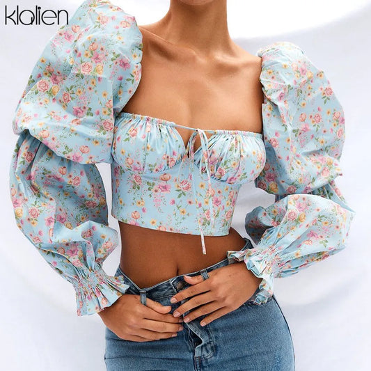 Puff Long Sleeve Crop Top
