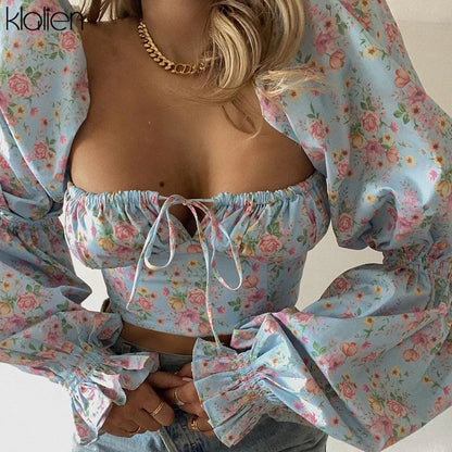 Puff Long Sleeve Crop Top