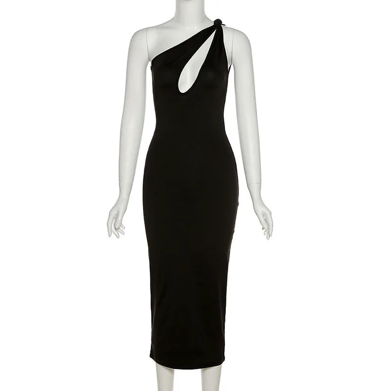 Bodycon One Shoulder  Sheath Midi Party Dresses