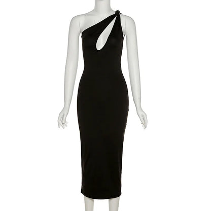 Bodycon One Shoulder  Sheath Midi Party Dresses