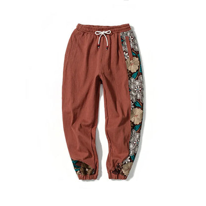 Side Floral Embroidered Streetwear Pants