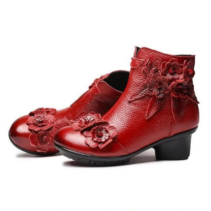 Vintage Flower Ankle Boots