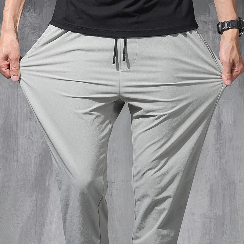 Korean Ice Silk Elastic Trousers Sports Pants