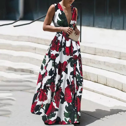 Elegant Floral Printed  Sling Party Dress