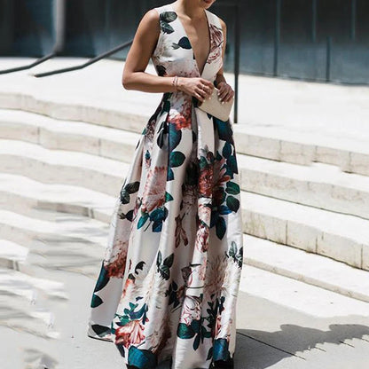 Elegant Floral Printed  Sling Party Dress