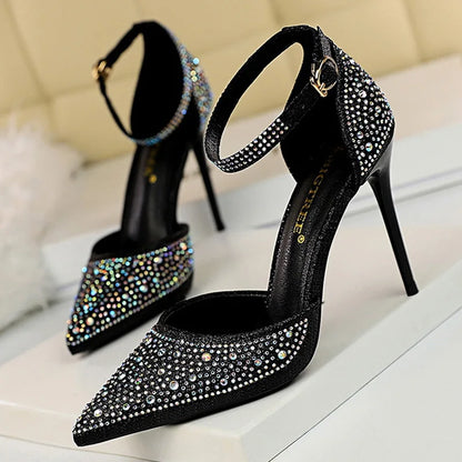 BIGTREE Shiny Rhinestones High Heels