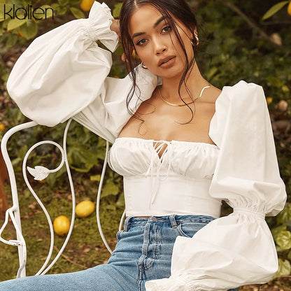 Puff Long Sleeve Crop Top