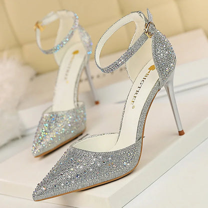 BIGTREE Shiny Rhinestones High Heels