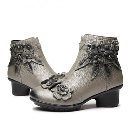 Vintage Flower Ankle Boots