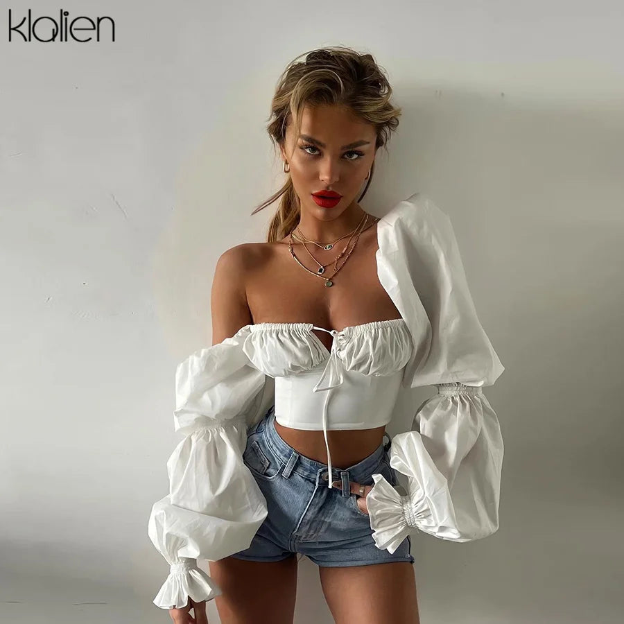 Puff Long Sleeve Crop Top