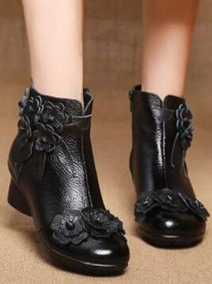 Vintage Flower Ankle Boots