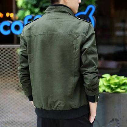 Men's Cotton Stand Collar Full Sleeves Zipper Closure  Jacket