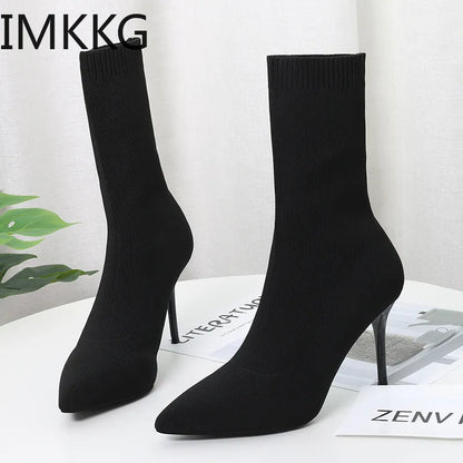 High Heel Stretch Ankle Boots for Women