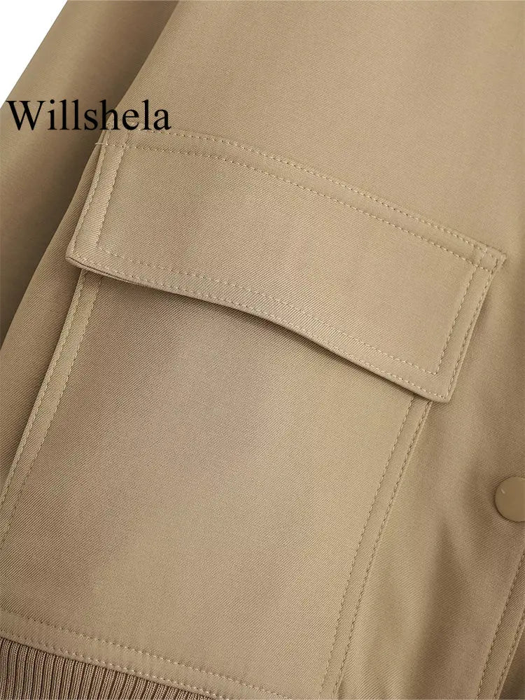 Willshela Women's Solid Bomber Jacket