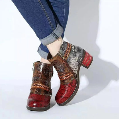 Retro Ethnic Style Printing High Heels Shoes
