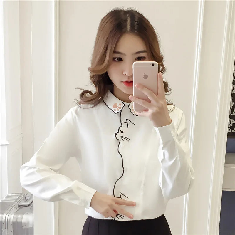 Embroidered Long Sleeve Women's Blouse