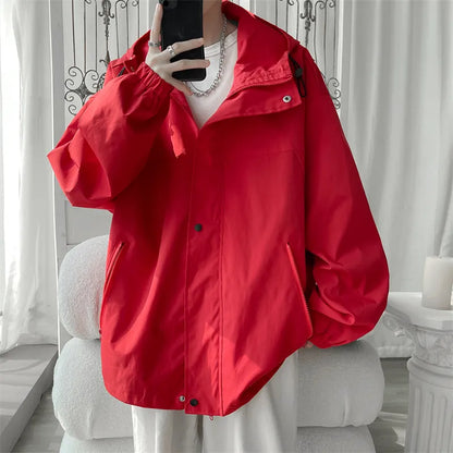 Hooded Plain Zip Jacket