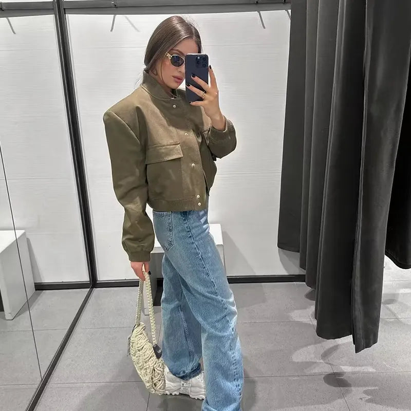 Bomber  Long Sleeve With Pockets  Coats