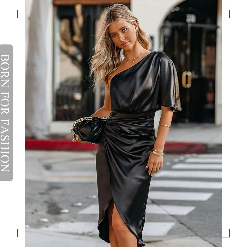 Kelly Satin Irregular Evening Dress