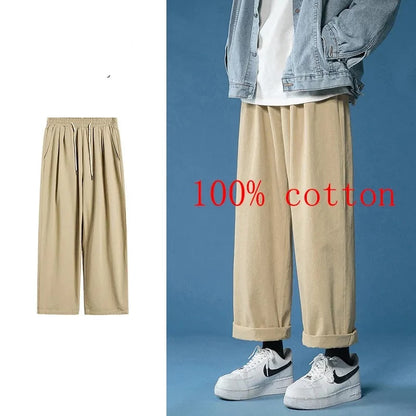 Retro Ankle Length Elastic Waist Loose Pant