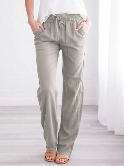 Fleece Wide-Leg Solid Pants for Women