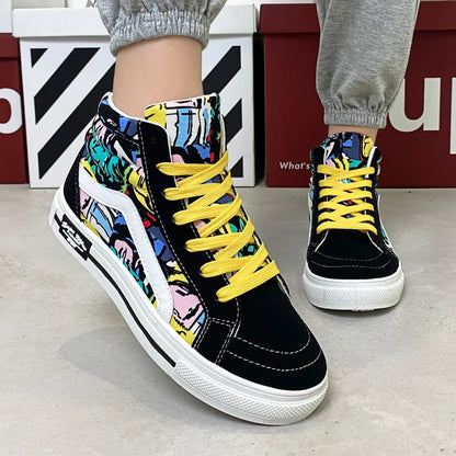 Colorful Print High Top Canvas Sneakers