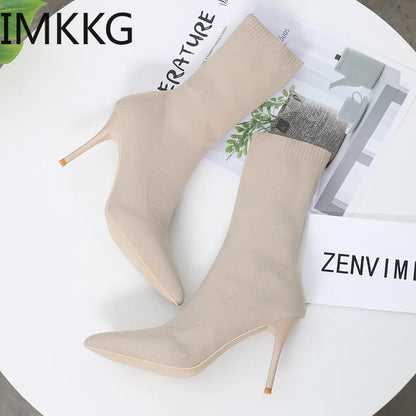 High Heel Stretch Ankle Boots for Women