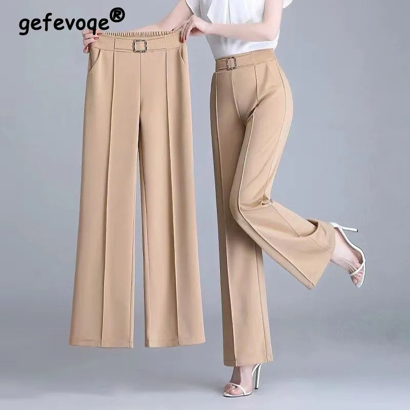 Fashion Office Belt Straight Suit Pant