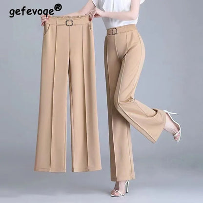 Fashion Office Belt Straight Suit Pant