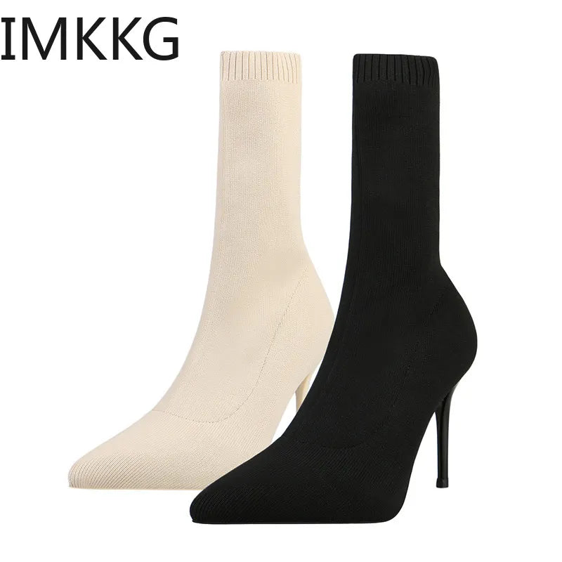High Heel Stretch Ankle Boots for Women