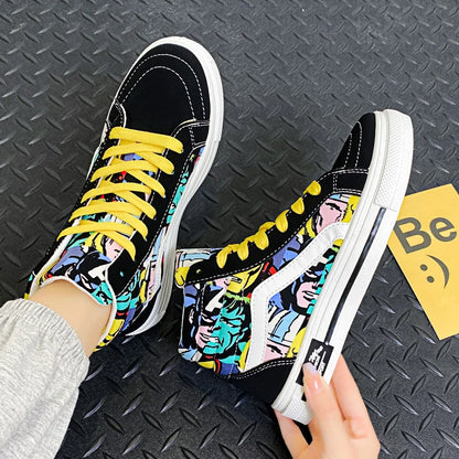 Colorful Print High Top Canvas Sneakers