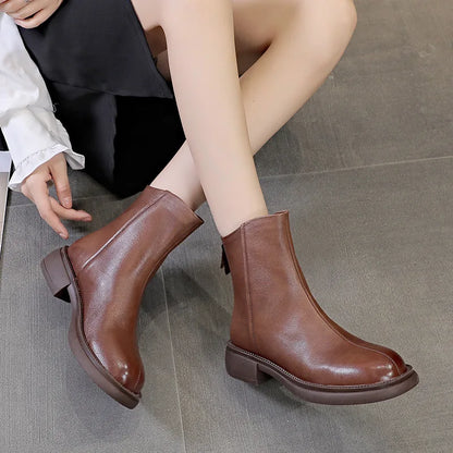 Italian Handmade Genuine Leather Zipper Martin Boots