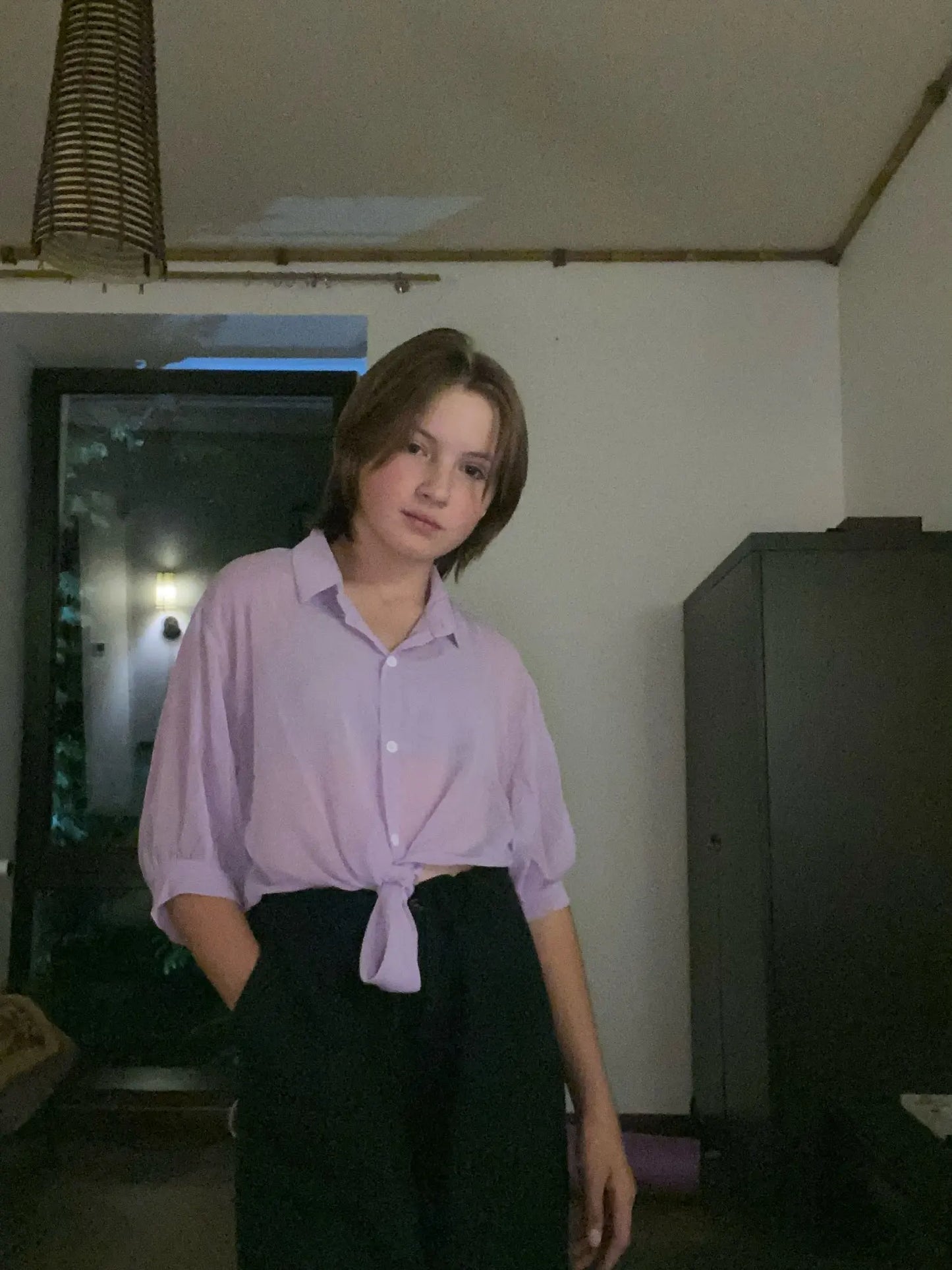 Elegant  Half Sleeve Tied Transparent  Blouses