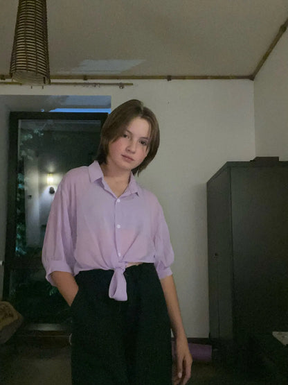 Elegant  Half Sleeve Tied Transparent  Blouses
