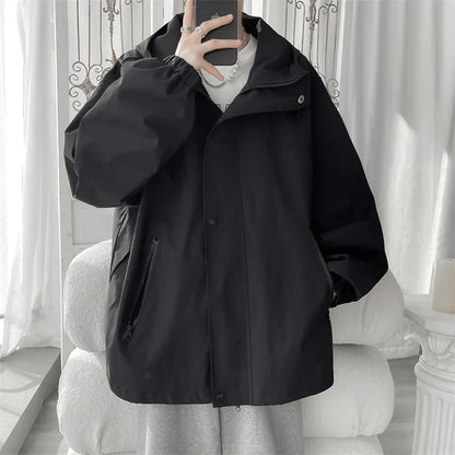 Hooded Plain Zip Jacket