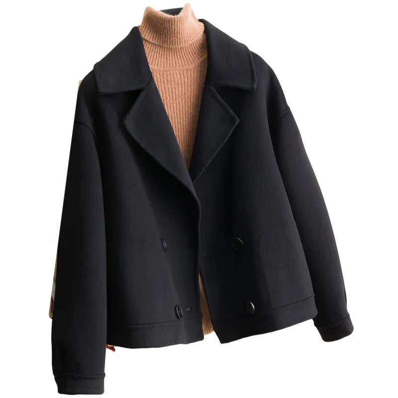 Short Wool Double Breasted Jacket