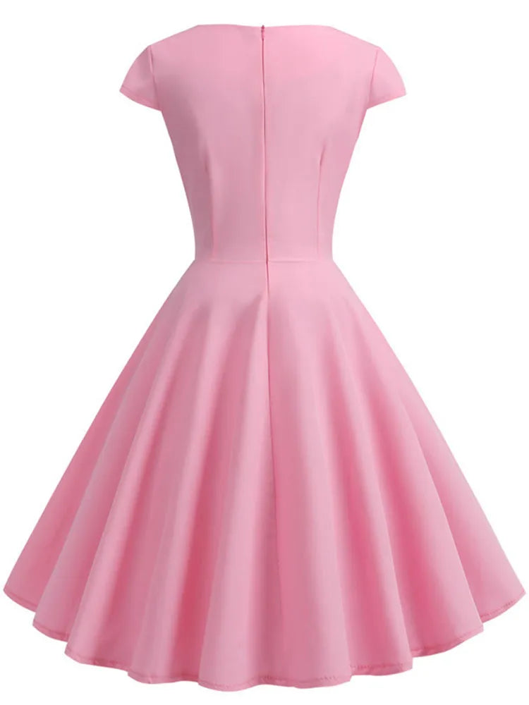 Women's V-Neck Vintage Midi Dress