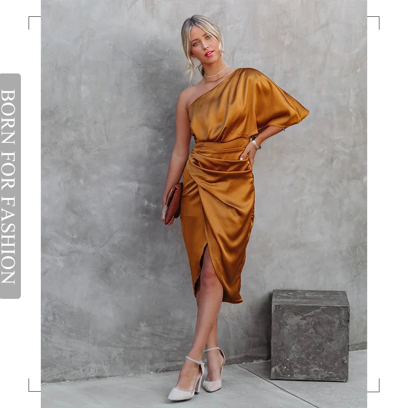 Kelly Satin Irregular Evening Dress
